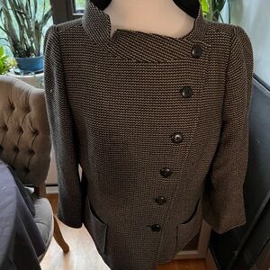 Vintage Armani Collezioni Jacket Beige/Gray Weave Size 14/Eu 50